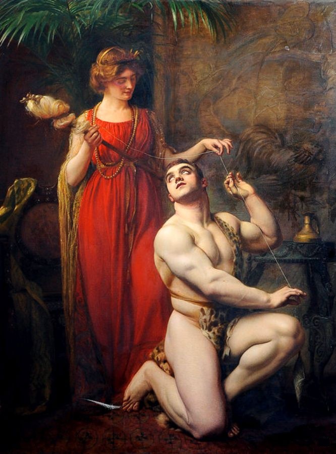 Hercules in a dress serving his mistress