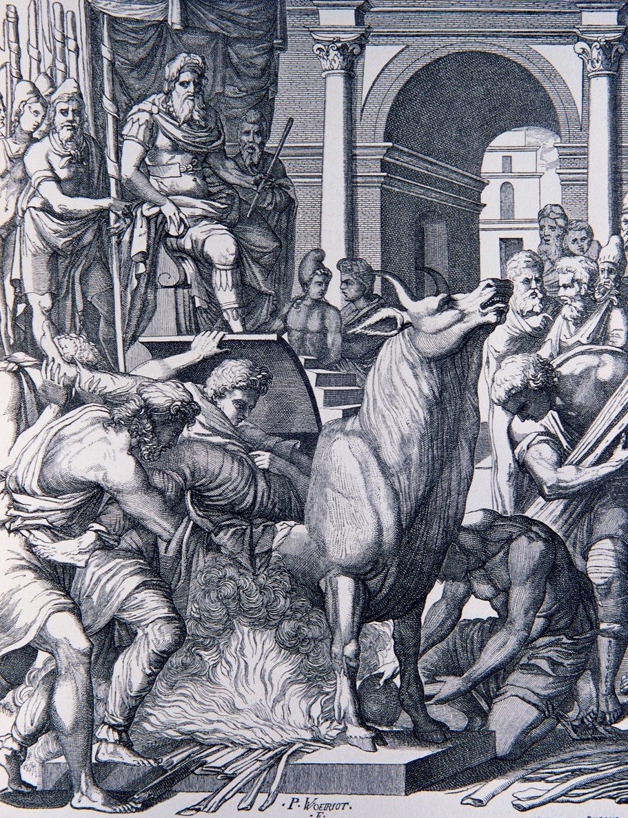 The tyrant and the brazen bull for torturing and roasting human