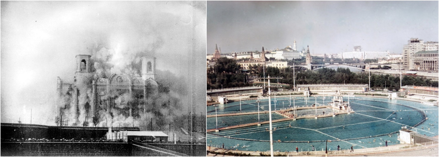 The demolition of the Cathedral of Christ the Savior