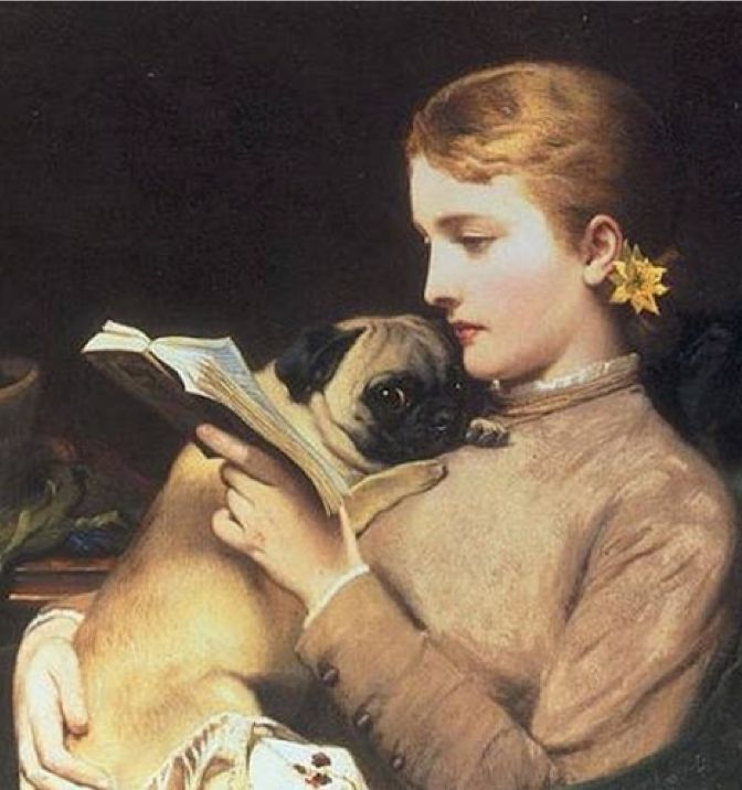 Girl Reading with Pug by Charles Burton Barber