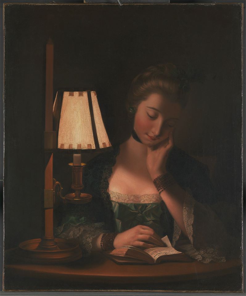 Woman Reading by a Paper-Bell Shade by Henry Robert Morland