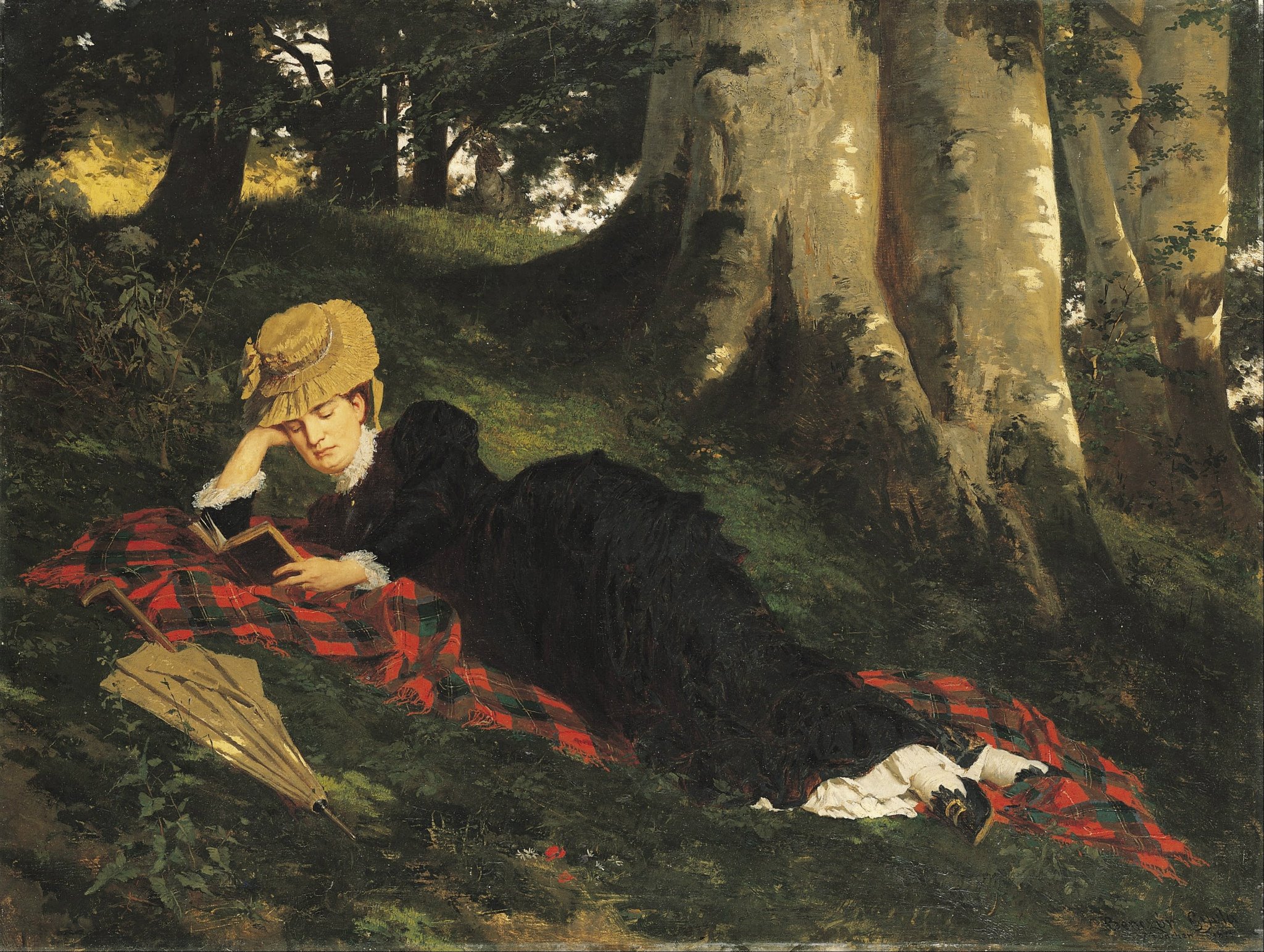 Woman Reading in a Forest by Gyula Benczúr