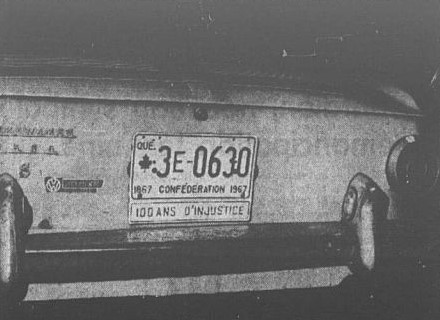 License plates during the Canadian Centennial:100 years of injustice